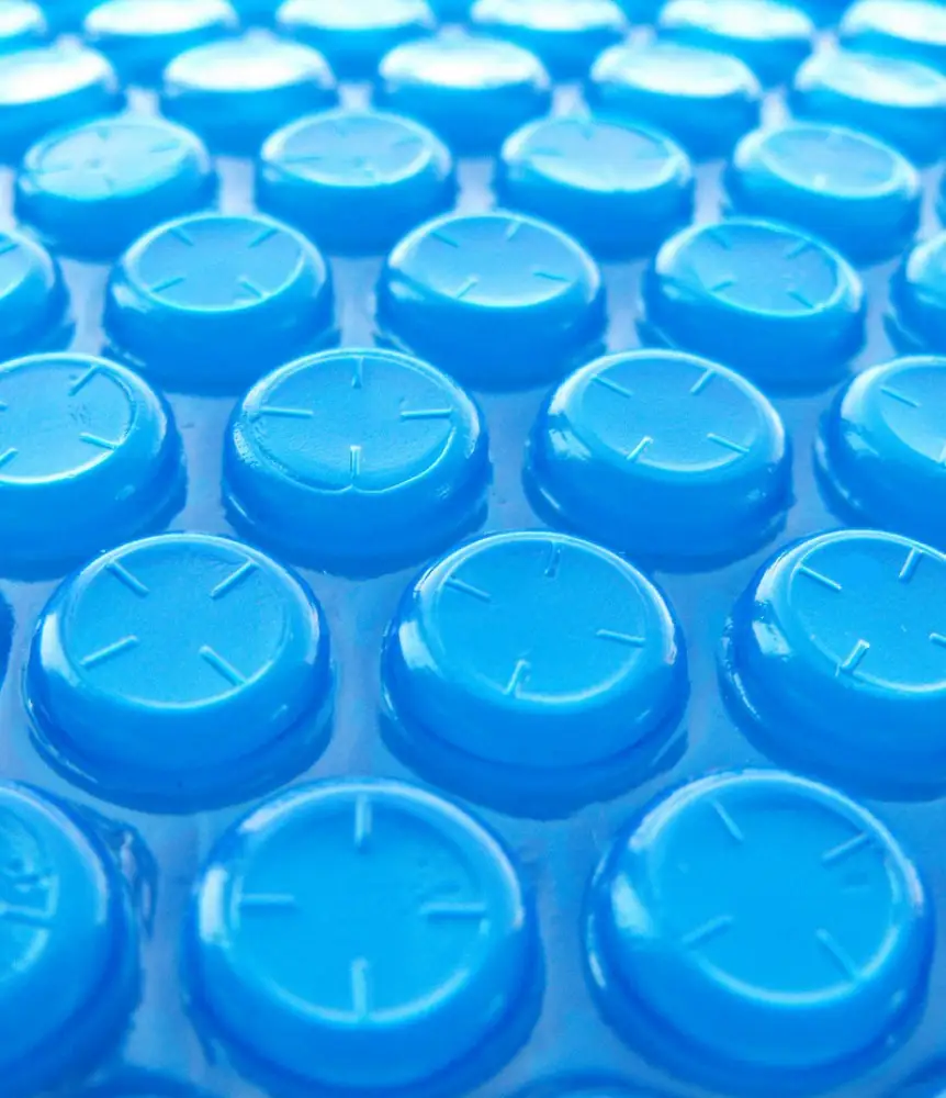 Blue solar blanket for swimming pools